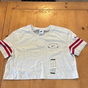 Nike Women Grey Crop Top with Red Stripes